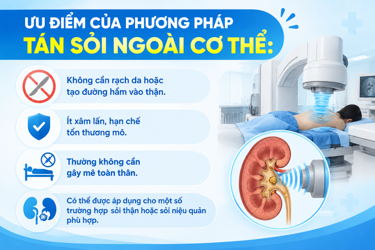 Ưu điểm của phương pháp tán sỏi nội soi ngoài cơ thể